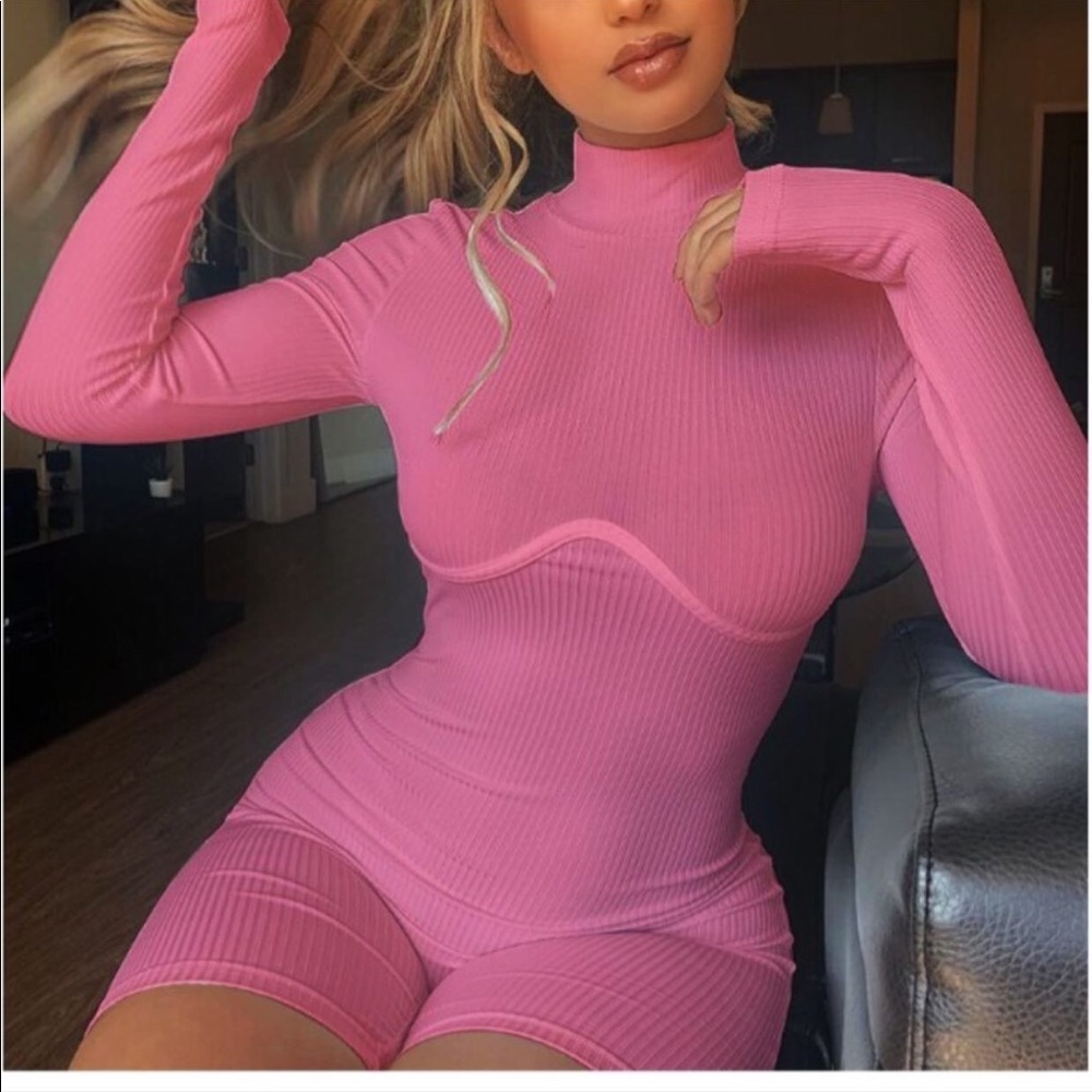 Pink long sleeve one piece